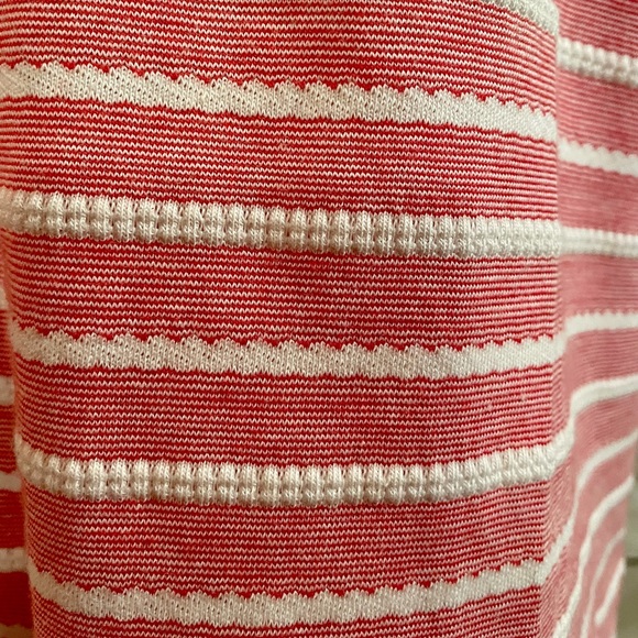 HP! Tory Burch Soft Ruffle Trim Striped Polo size Large - Picture 8 of 11